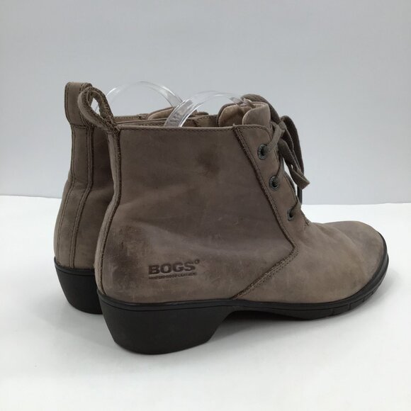 Women's 8.5 Bogs Carrie Chukka Boots Ankle Booties Waterproof Brown Leather - Picture 3 of 14